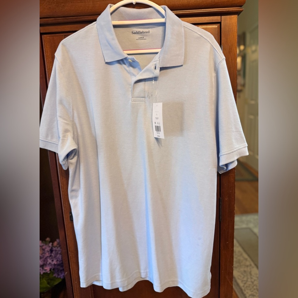 Saddlebred NWT Sky Blue Polo Shirt for Men size Large